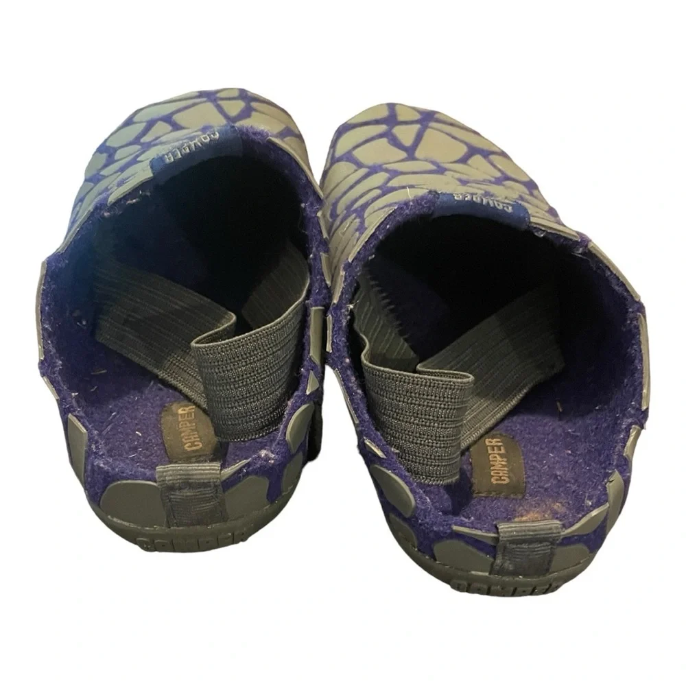 Camper Wabi Wool Slippers Blue and Grey Size 33